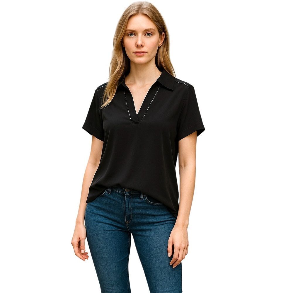 Elegant Black V-Neck Blouse